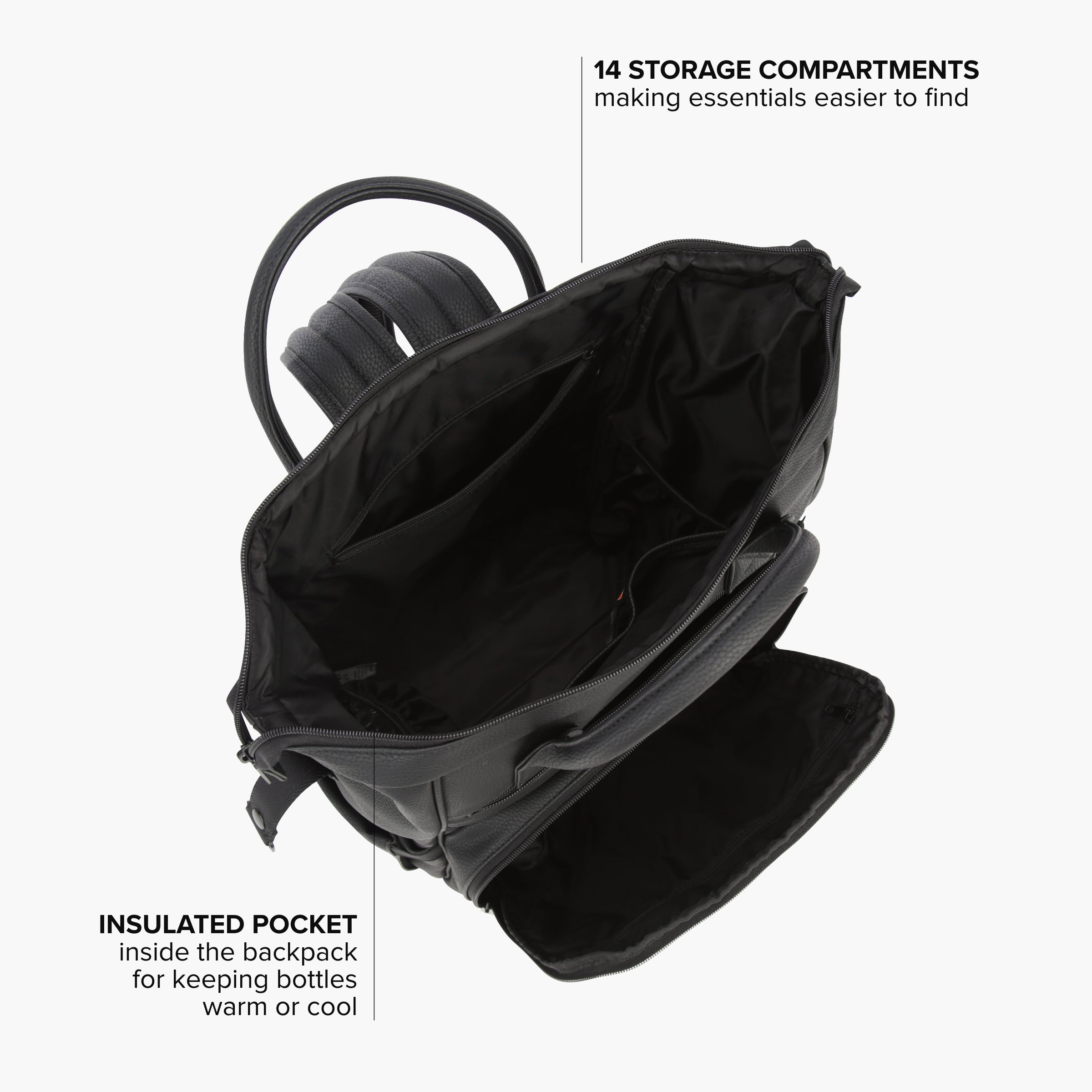 shot of inside of diaper backpack