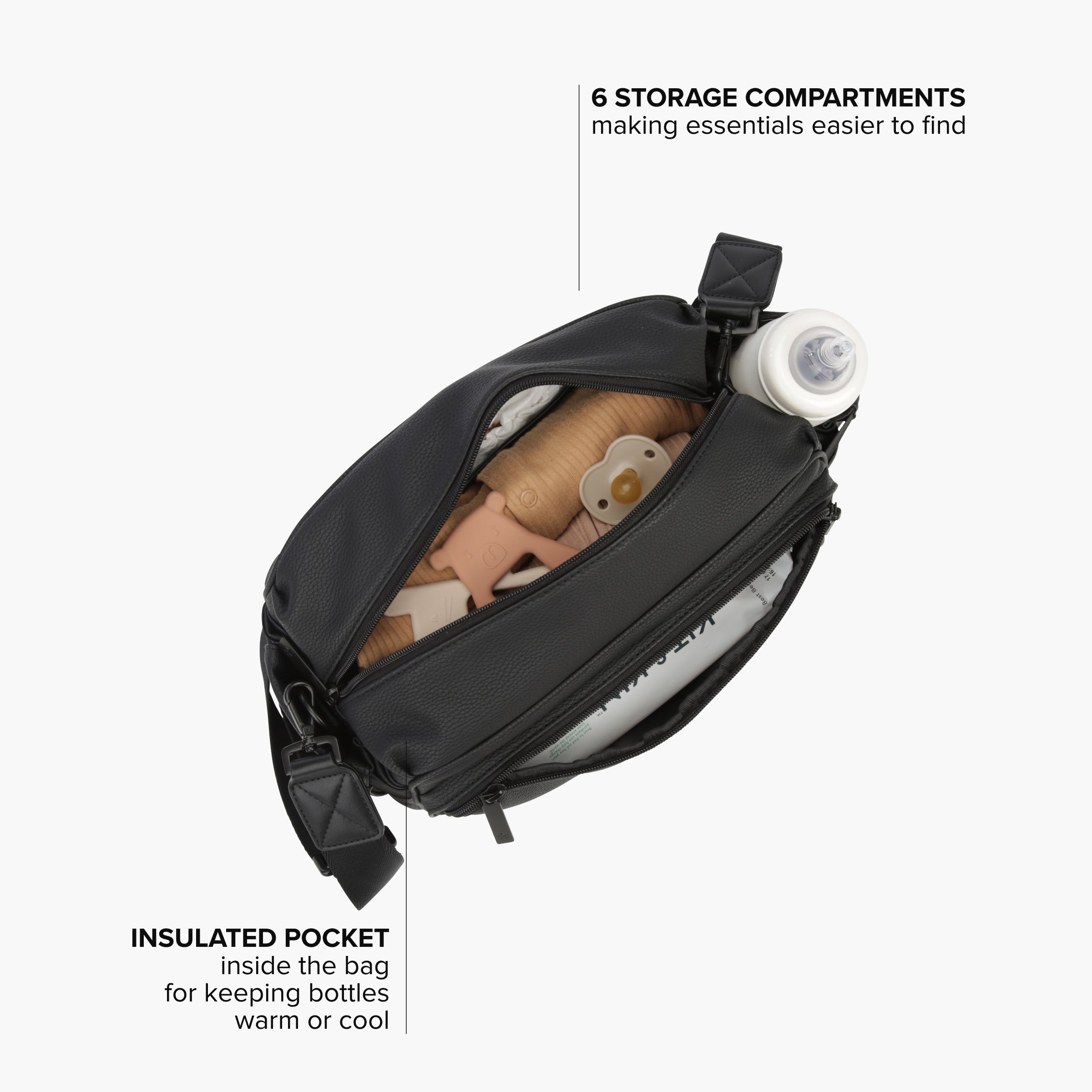 Shot of inside of Diaper Bag with baby stuff inside