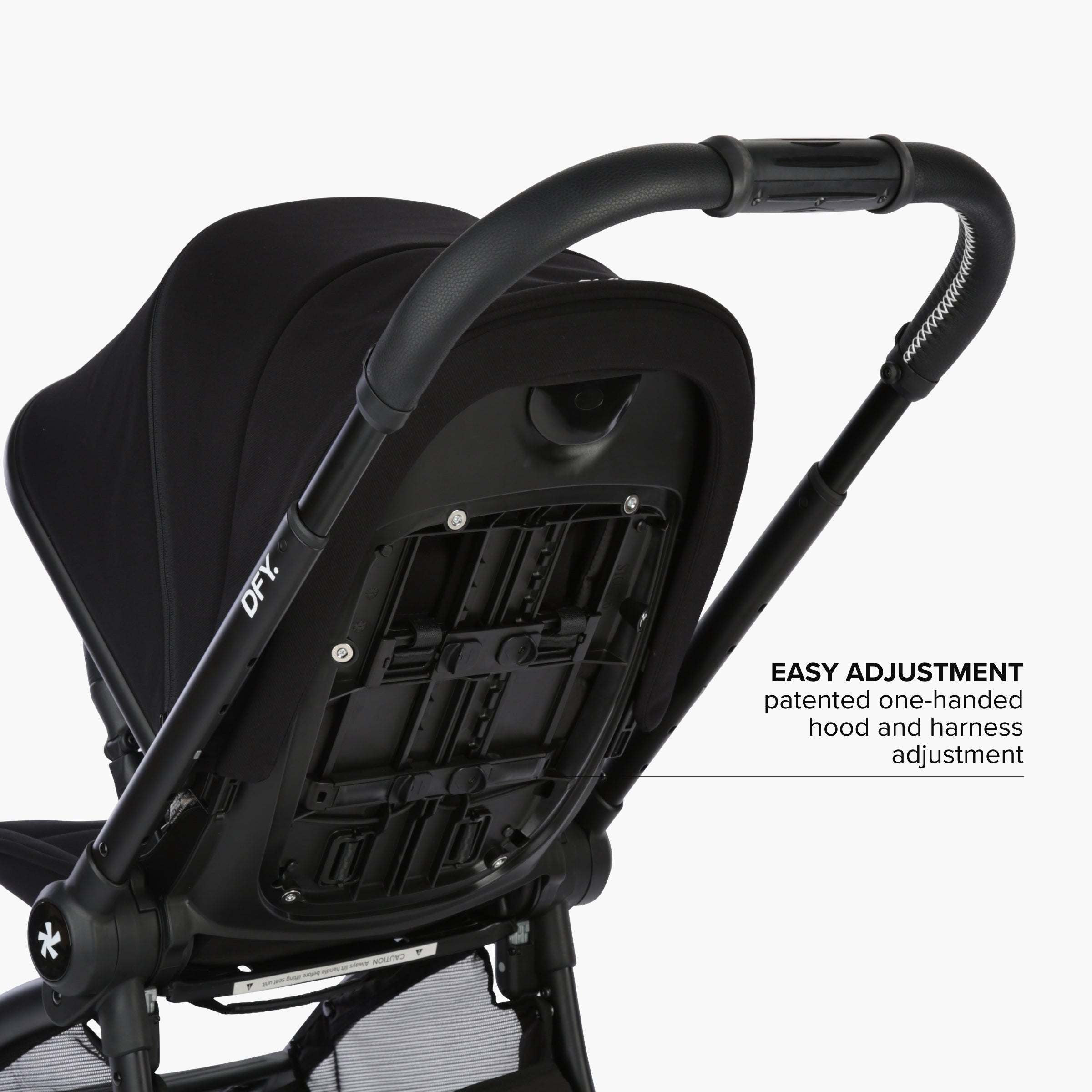 Image of the back of the R1 stroller with back panel removed