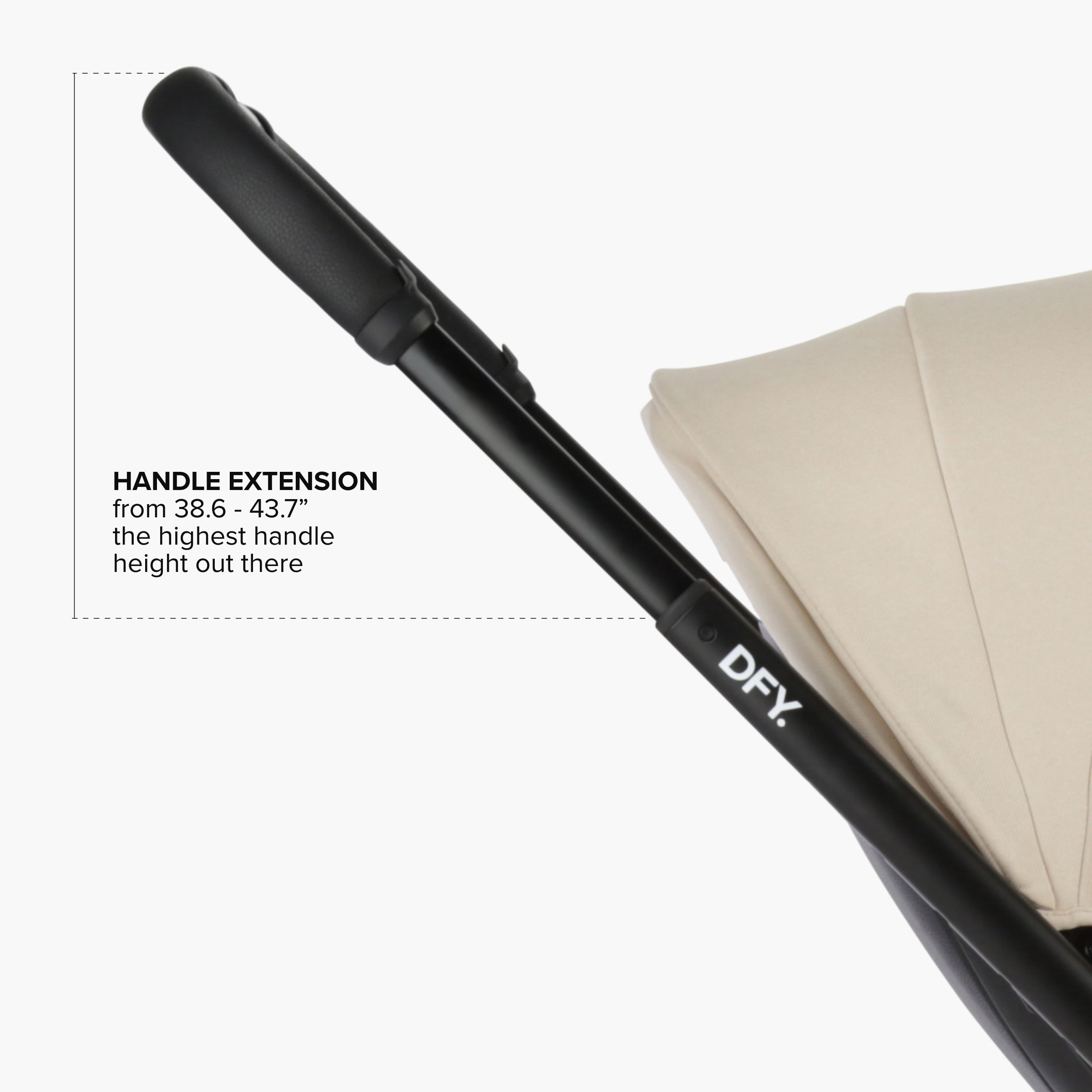 image of stroller handle in extended handle position