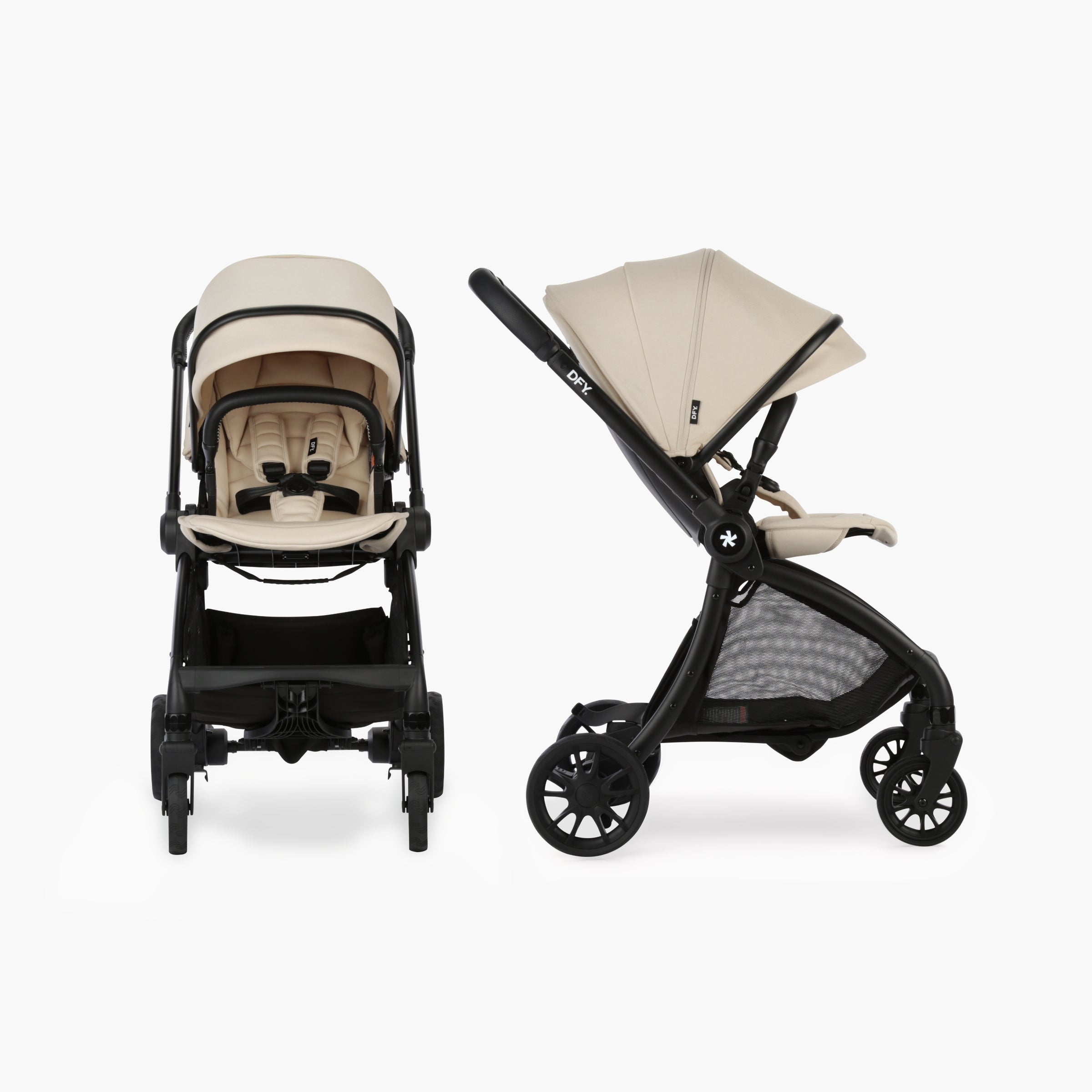 image of cream stroller front and side on