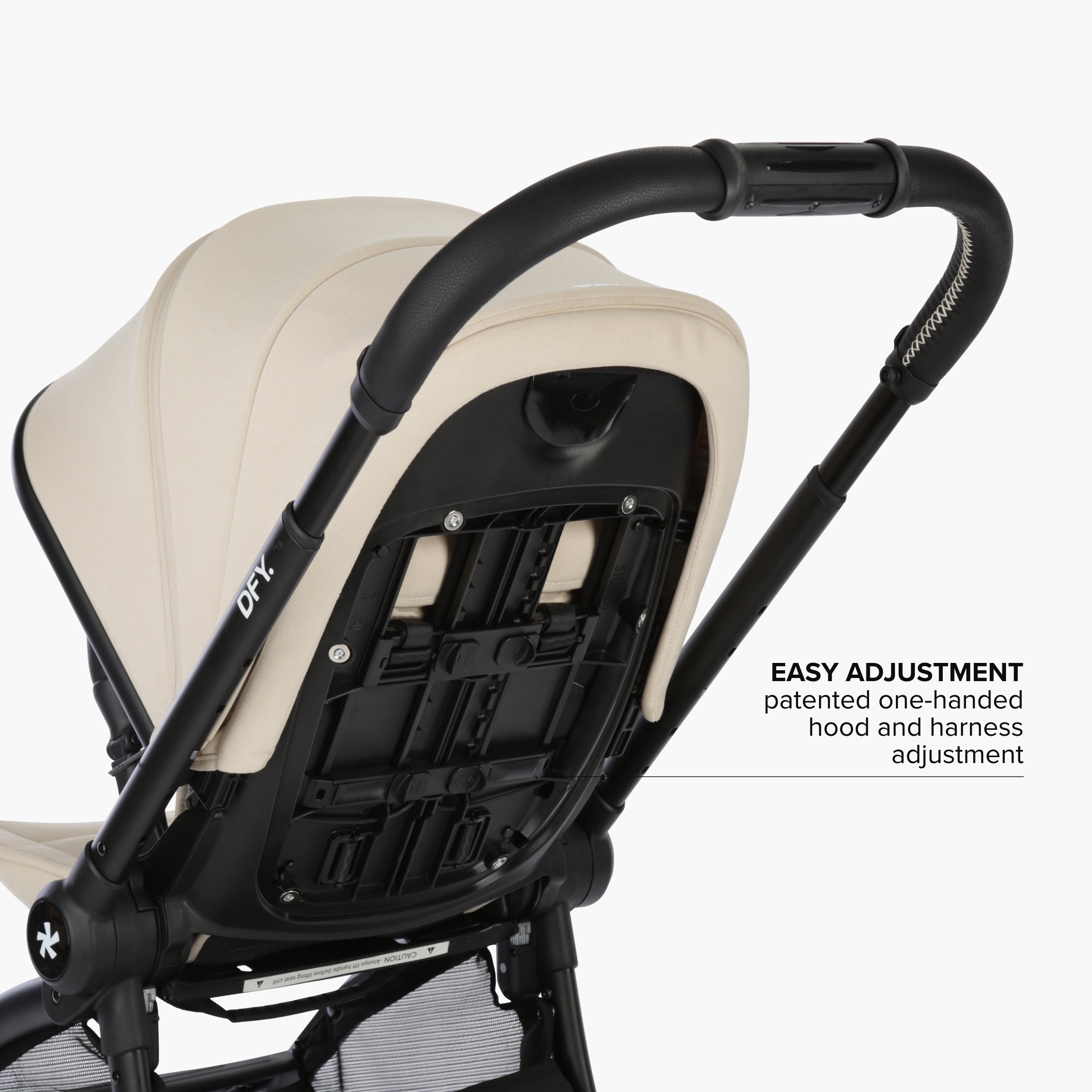 Image of back of the stroller with the back panel removed