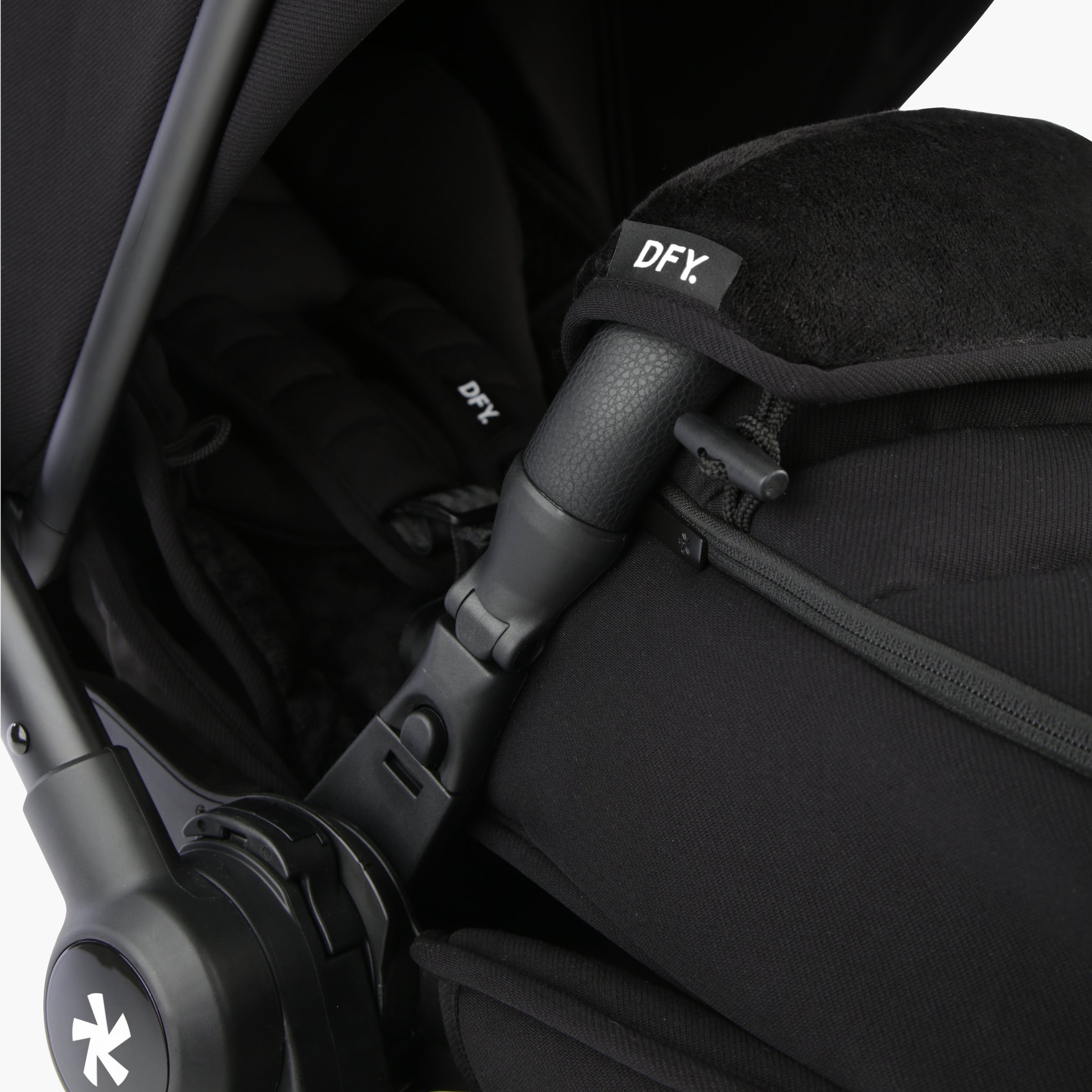 Shot of close up of footmuff attached to stroller