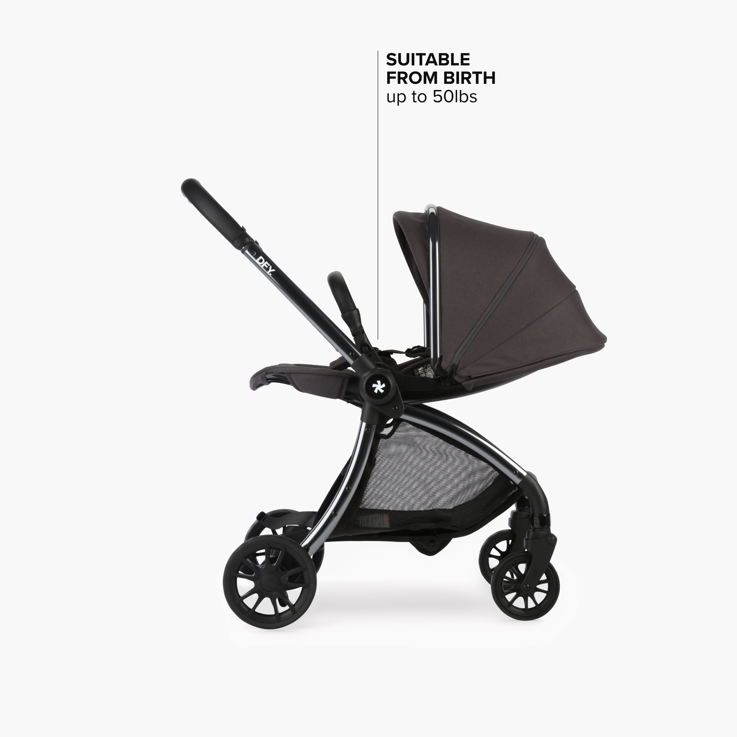 Image of stroller in lie flat position