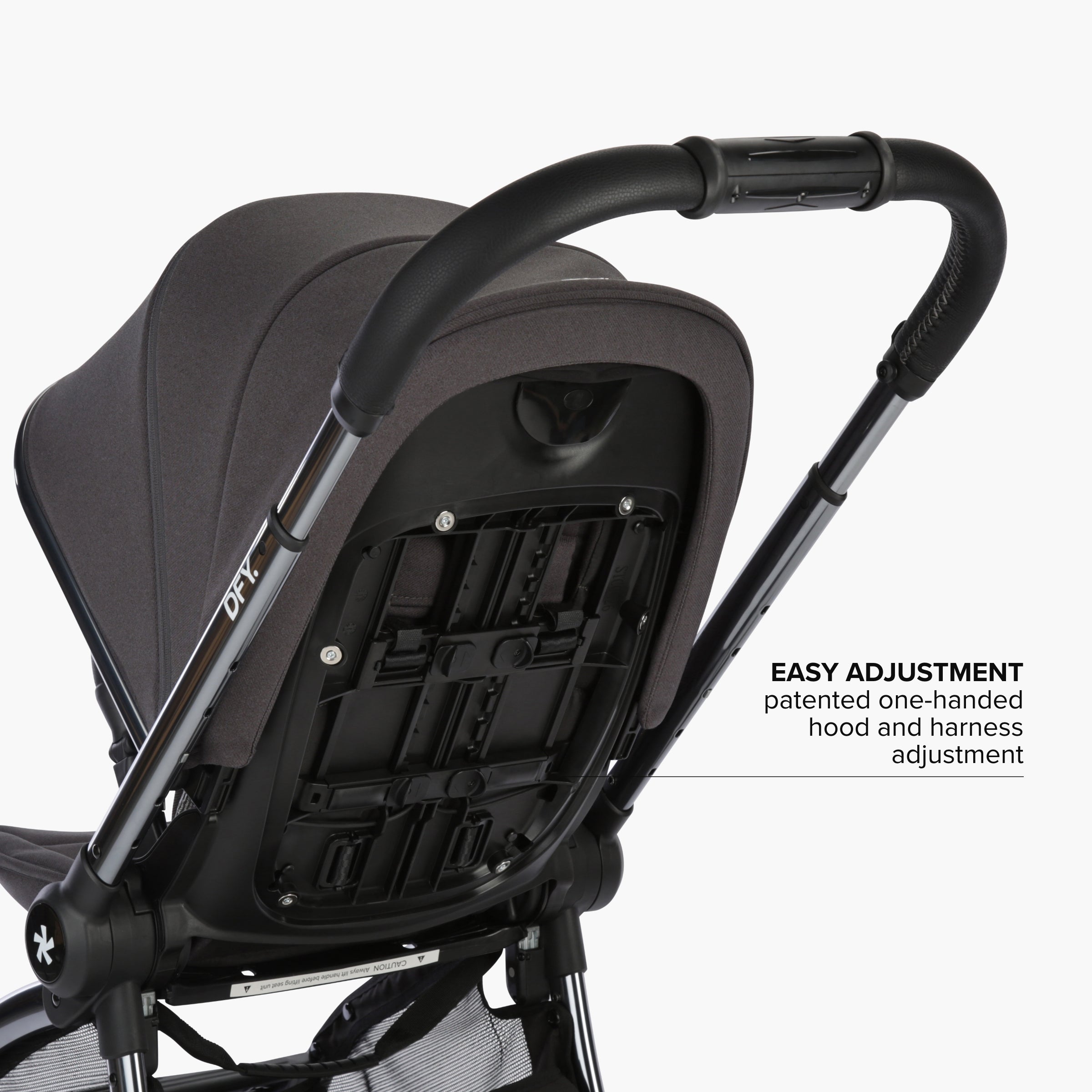 Close up image of the back of the stroller with back panel removed