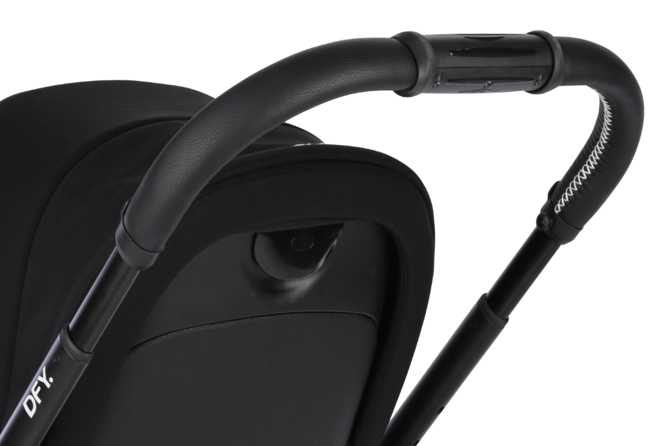 close up of stroller handle bar